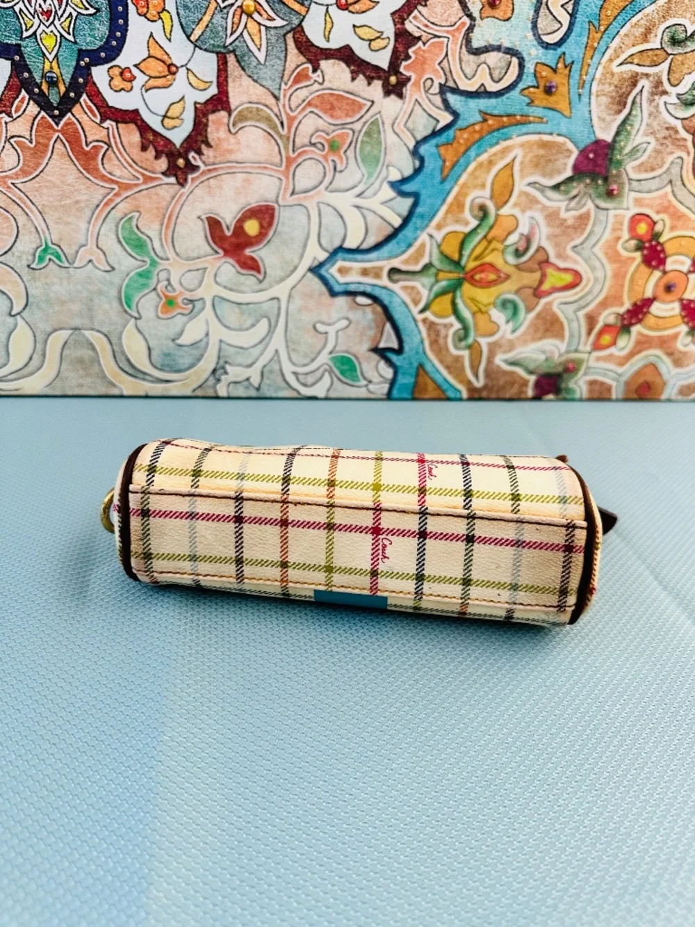 Coach Tattersall Blue Stripe Beauty Case/Cosmetic Bag